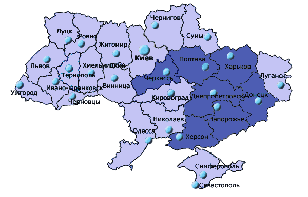 Карта Украины. Выберите область